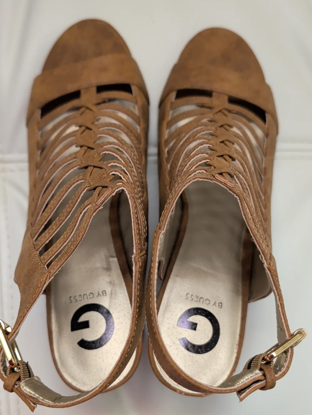Guess Heels Sandals Size 10M Cameo Color
